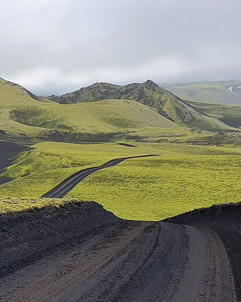Motorcycle riding along Iceland's black sand south coast