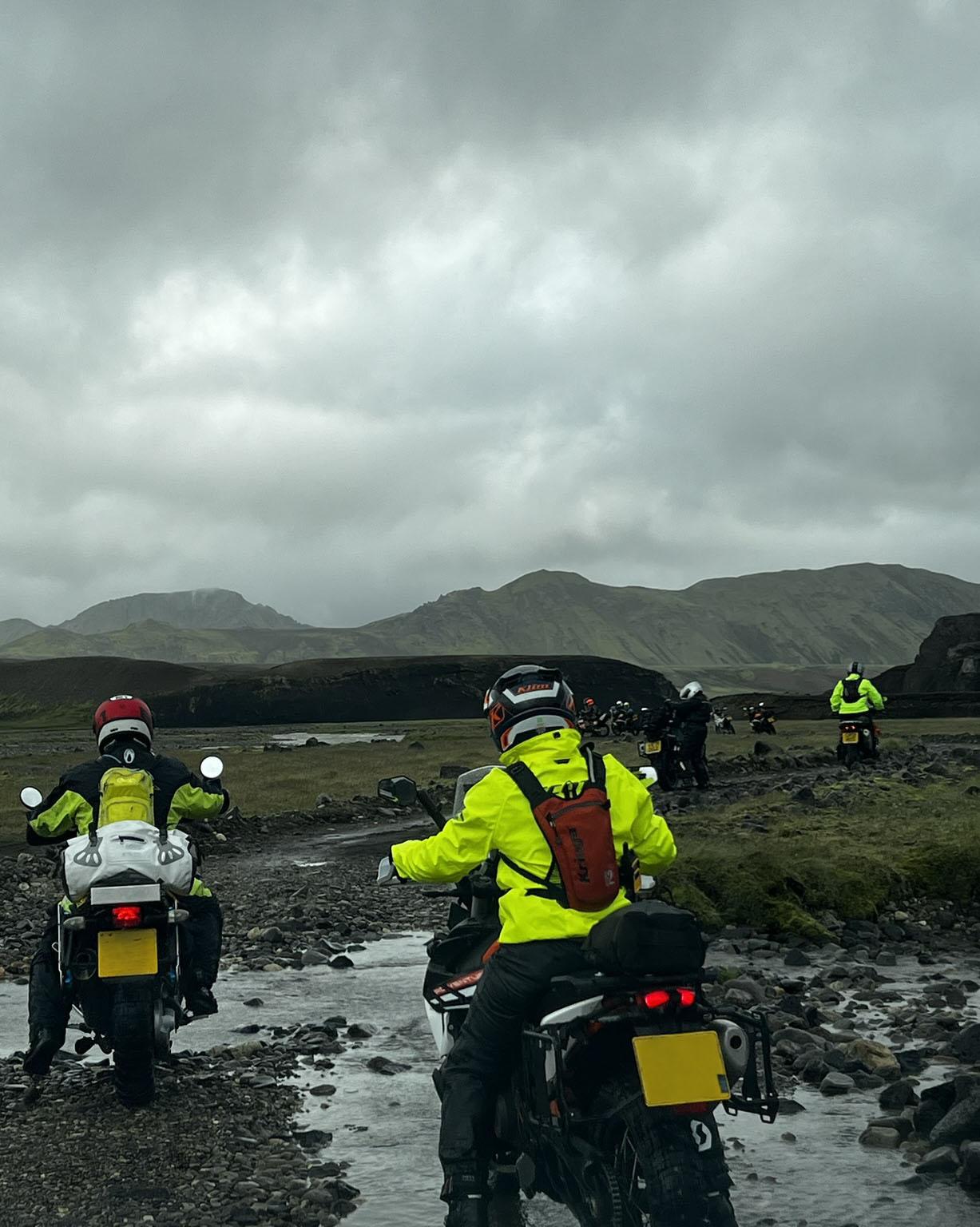 Motorcycle on remote F-road in Iceland's volcanic highlands